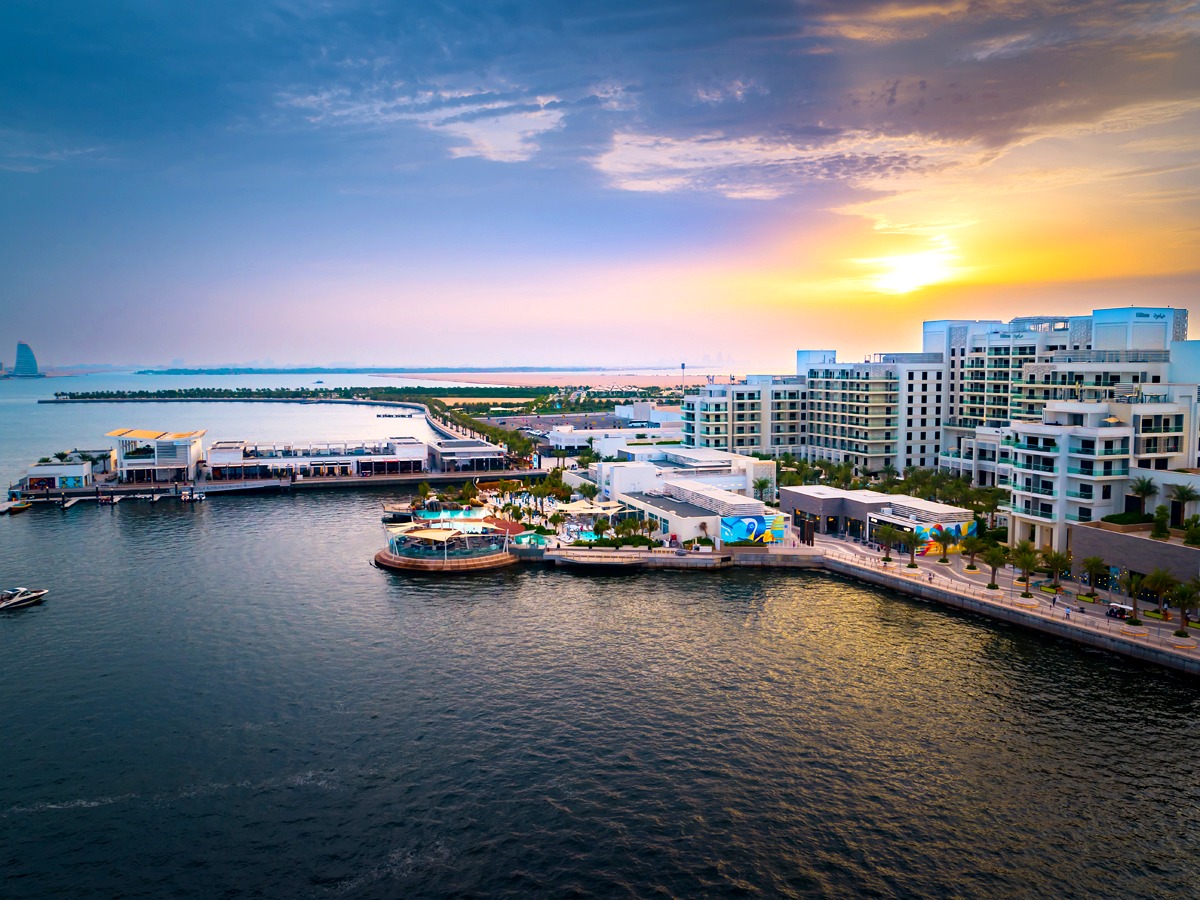 Yas Island waterfront at sunset, Abu Dhabi