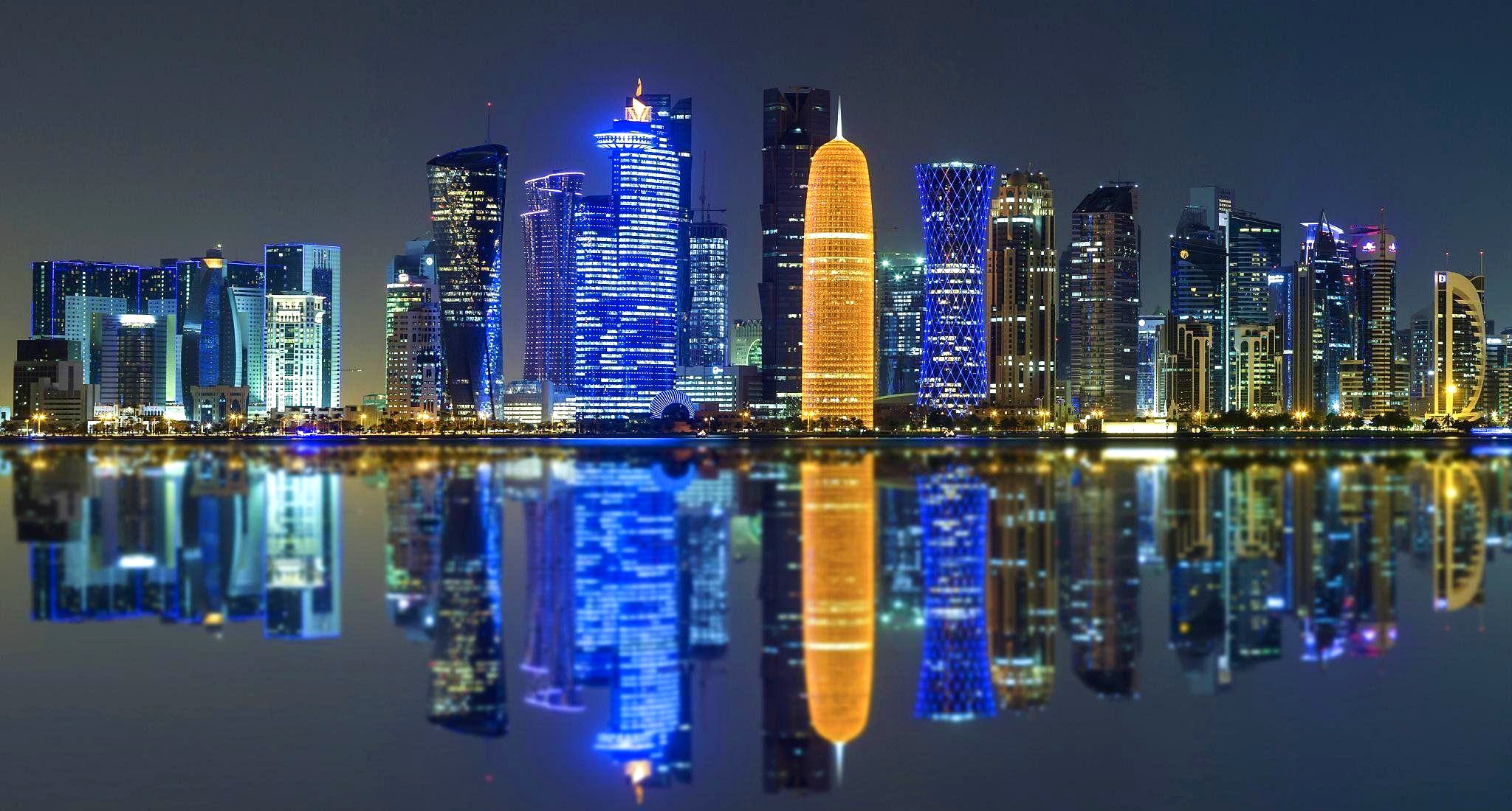 Doha city skyline at night